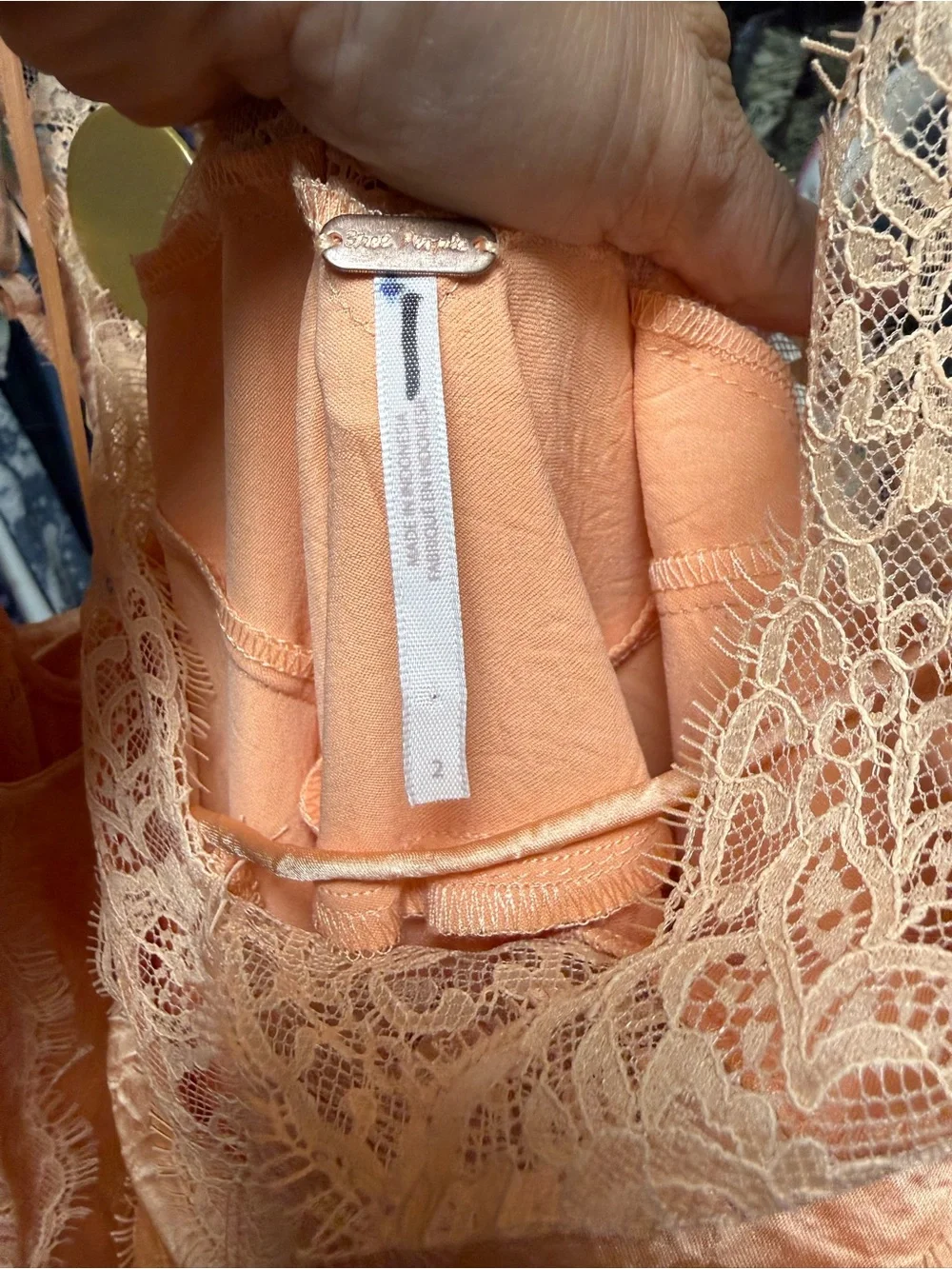 NWOT Free People Maybe Forever Satin & Lace Maxi Dress- Bellini